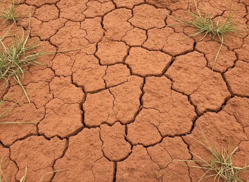 Red clay soil typical of Bibb County in Macon Georgia