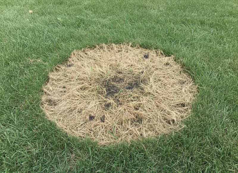 Large patch lawn disease damage on Georgia lawn